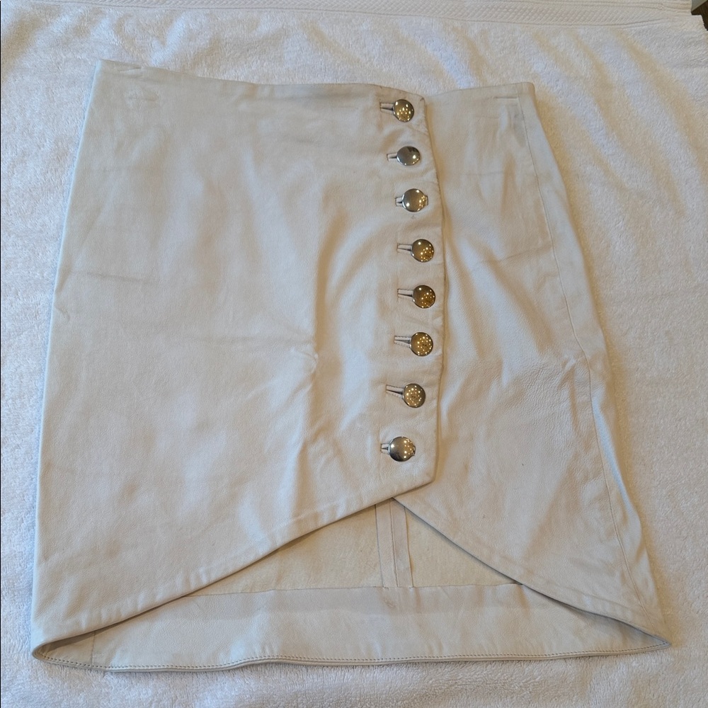 IRO Lambskin Women’s Cream Button-Front Asymmetrical Skirt